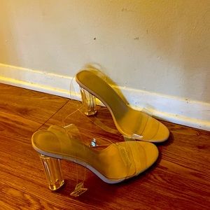 Clear strap heels- women 11 wide width